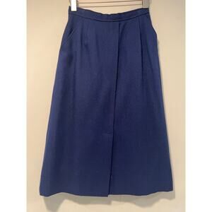 Vintage Ah! Austin Hill Union Label A-Line Wool Skirt Navy Blue Size 8 JL